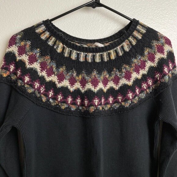 Free People Mandala Swit Thermal Top – Black with Multicolor Stitching – Size S - Picture 3 of 9